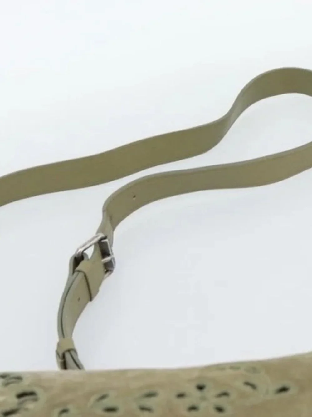 CHANEL Shoulder Bag Suede Leather Khaki Silver CC Auth mr2540A